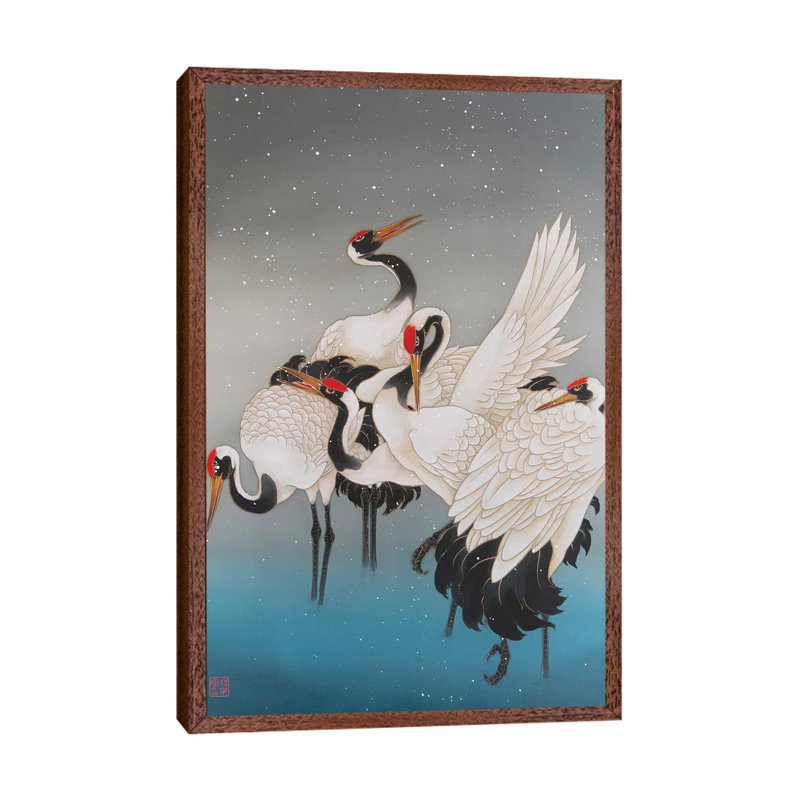 Winter In Hokkaido - Painting on Canvas, 66.04 cm H x 45.72 cm W, Classic Brown Wood Framed