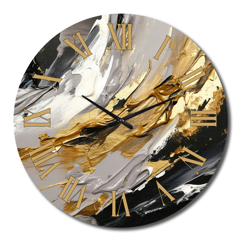 Dreams Of Abundance Black And Gold I Metal Wall Clock, Grand