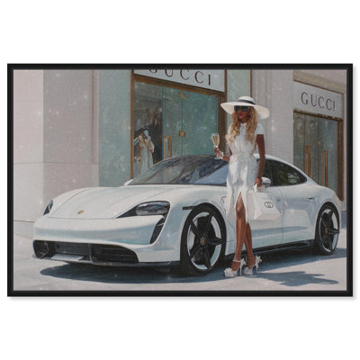 "Urgent Stop at Her Favorite Store II", reproduction d'art sur toile encadrée par Art Remedy, cadre noir, 30 x 20