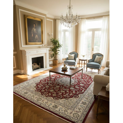 Tapis rouge Indo Nain 9 pi x 12 pi Wine