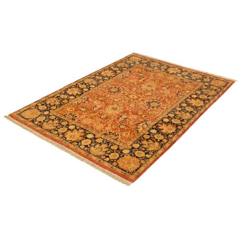Tapis décoratif en laine noué à la main de conception unique noué à la main New Age de style persan 18/20 de couleur cuivre foncé/rouge/bleu 6 pi x 8 pi 9 po