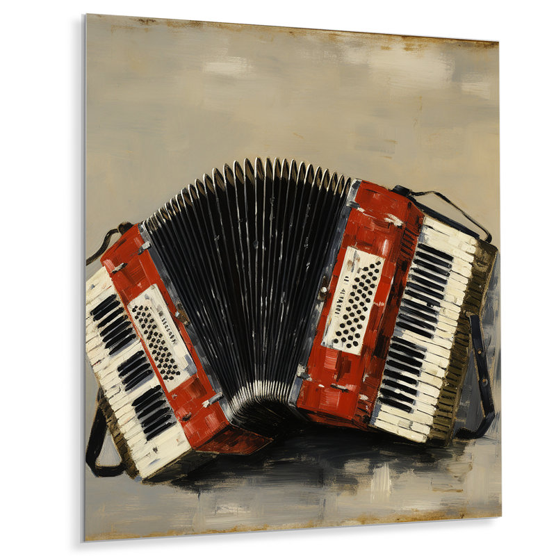 «Red Classic Crimson Accordions», art mural musique en métal, H 20 po x l 12 po x P 1 po
