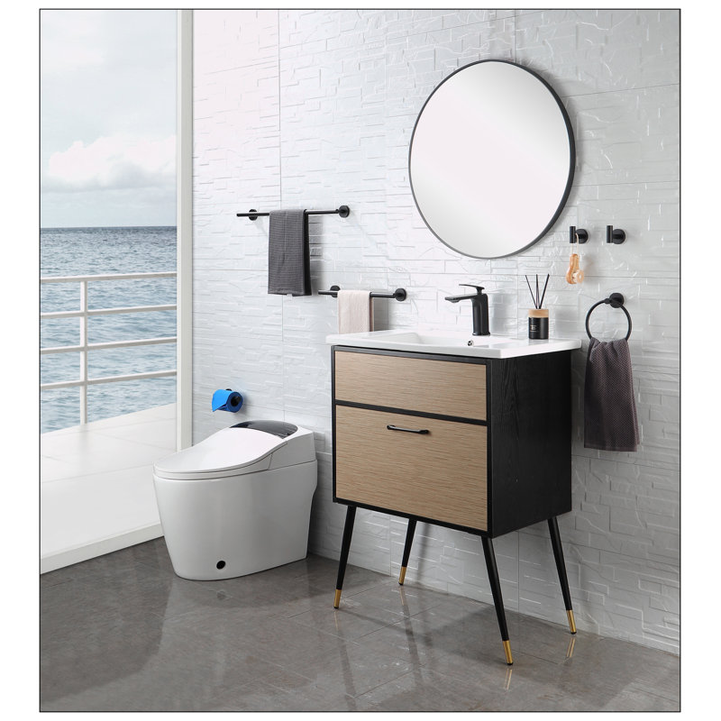 Towel Rack, Matte Black, 7" H x 24" W x 3.34" D
