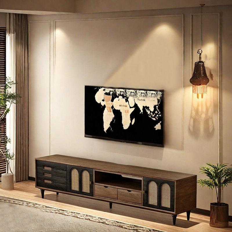 Meuble télé pratique de style rétro, L 86,61 po