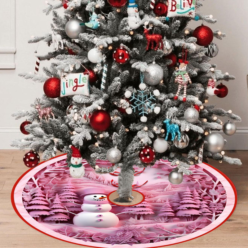 Jupe d'arbre de Noël rose, 36 pouces, paillettes, jupes d'arbre en velours