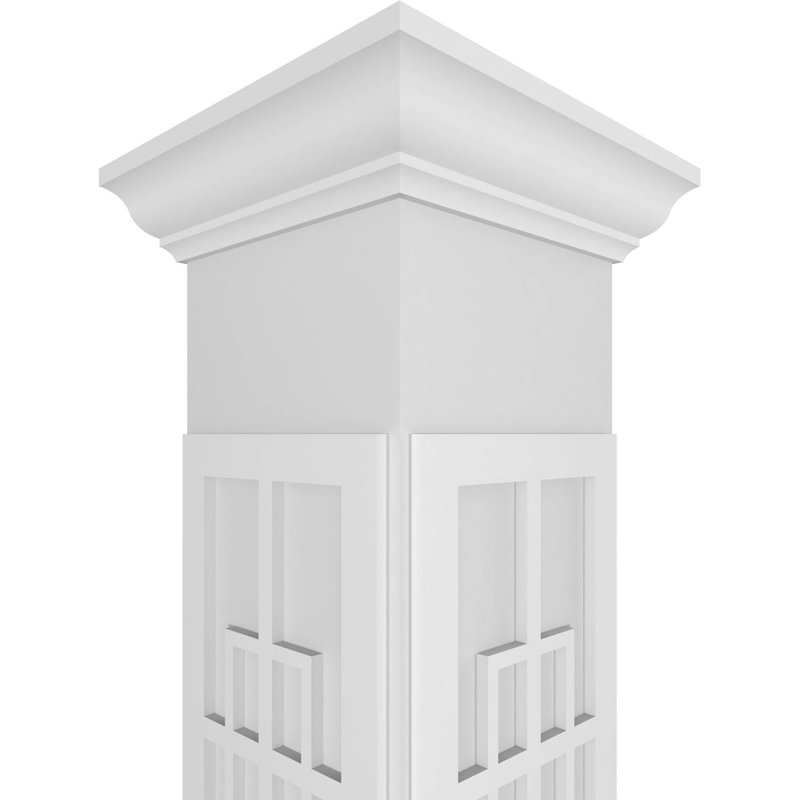 Colonne de style mission artisanale carrée classique non capitonnée San Antonio avec couronne et base Crown