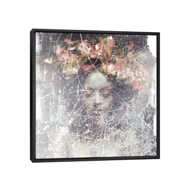 « fleur couronne », reproduction d’impression sur toile, H 26 po x l 26 po x P 1,5 po, Toile avec cadre noir