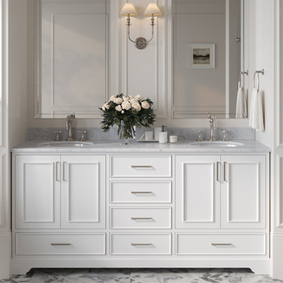 73'' Double Bathroom Vanity with Carrara Marble Top