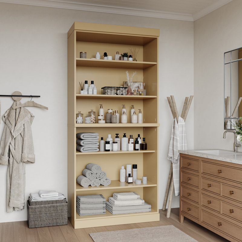 Palace Imports 100% Solid Wood Bathroom Storage Cabinet, Adjustable Shelves, 71.5" Tall, 71.5" H x 32" W x 15.5" D, Yellow