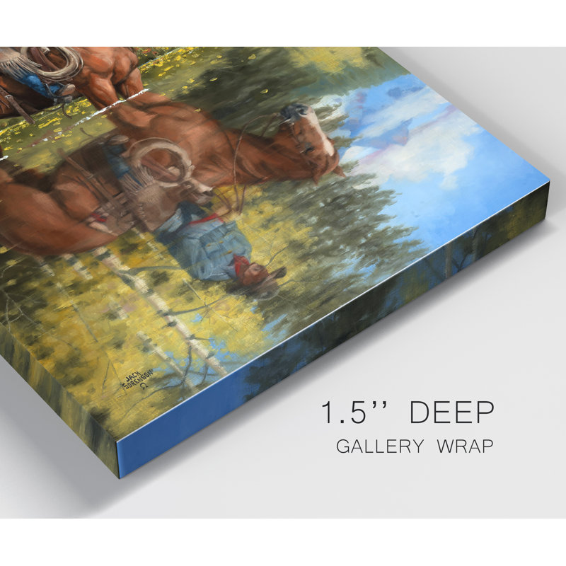 Reproduction d’art sur toile tendue « A good place to halte », H 36 po x l 24 po x P 1,5 po