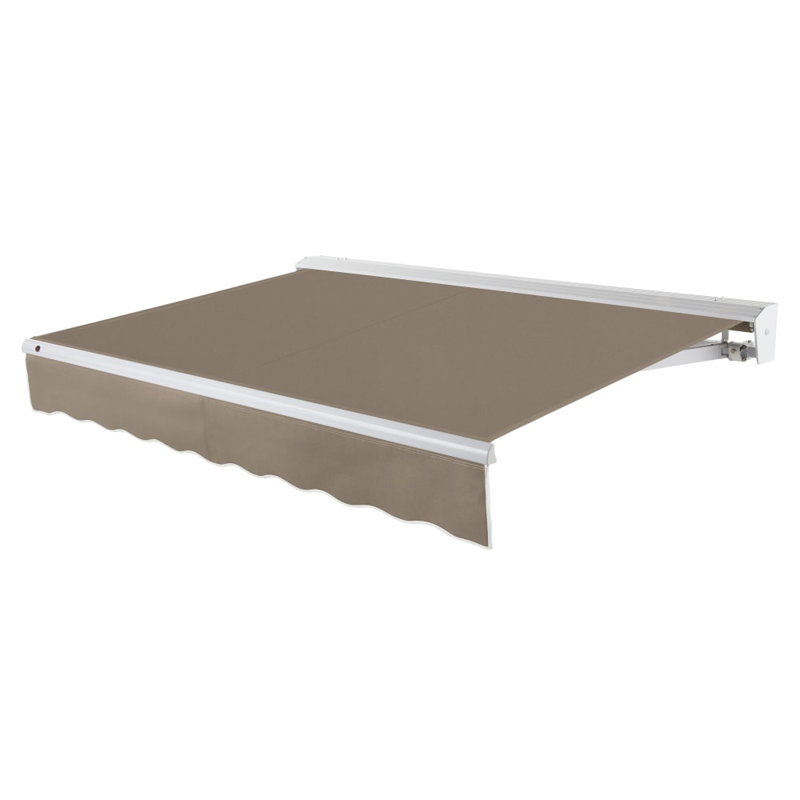 Auvent de patio rétractable avec capuchon Awntech Destin, Taupe, l 8 pi x P 6,5 pi, Moteur gauche