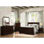 Lit double traditionnel en cerisier foncé avec structure en bois de style classique
