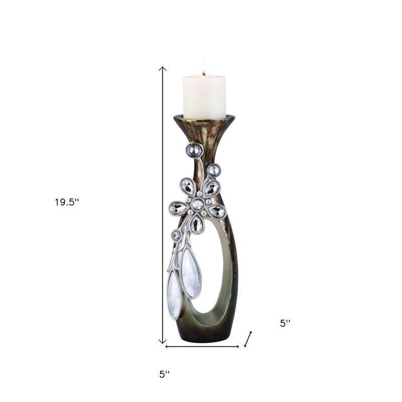 Maryalice 19.5'' H Polyresin Tabletop Candlestick, 19.5" H x 5" W x 5" D