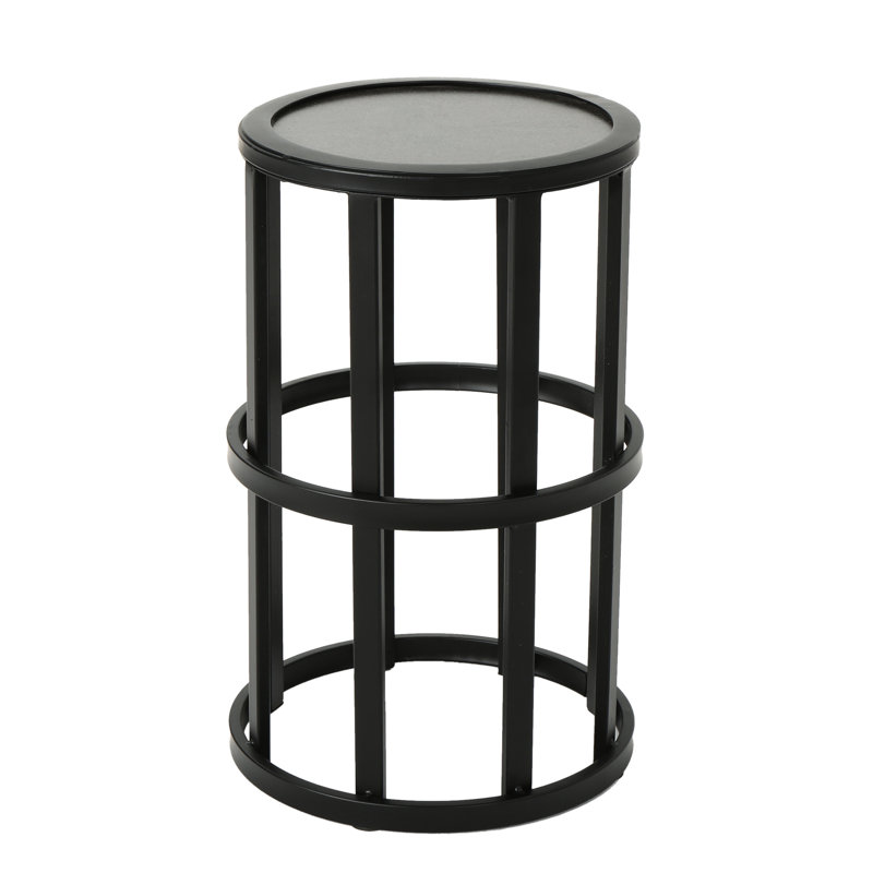 Ceramic Tile Side Table In Grey With Iron Frame, Stylish For Patio And Frame Table, Functional