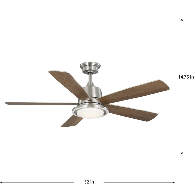Tarsus 52-Inch Brushed Nickel Ceiling Fan with LED Light
