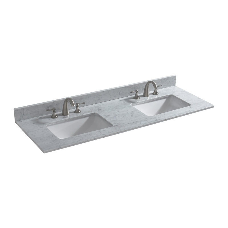 61'' Marble Double Bathroom Vanity Top with Sink
