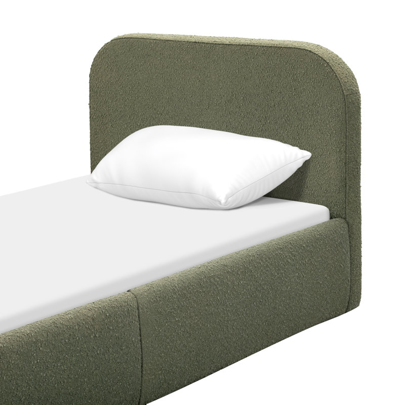 Nara Twin Bed, Performance Olive Boucle, Twin