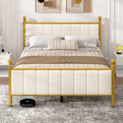 Full Size Bed Frame with Luxurious Appearance, Elegant Headboard,Ample Under-bed Storage Space, Easy Assembly, Noise-Free