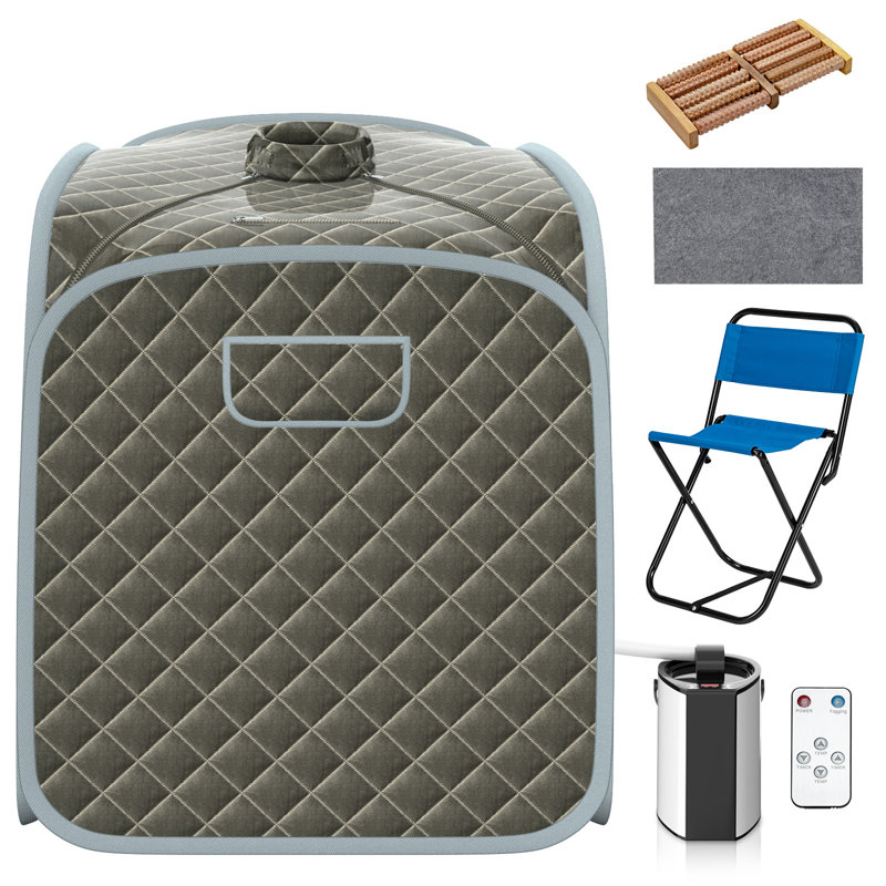 Symple Stuff 1 - Person Portable Traditional Steam Sauna with Remote Control, Grey