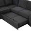 126 po Canapé-lit modulaire en forme de L avec canapé-lit escamotable 126 po avec dispositifs de chargement et porte-gobelets pour le salon, bleu noir-490637143