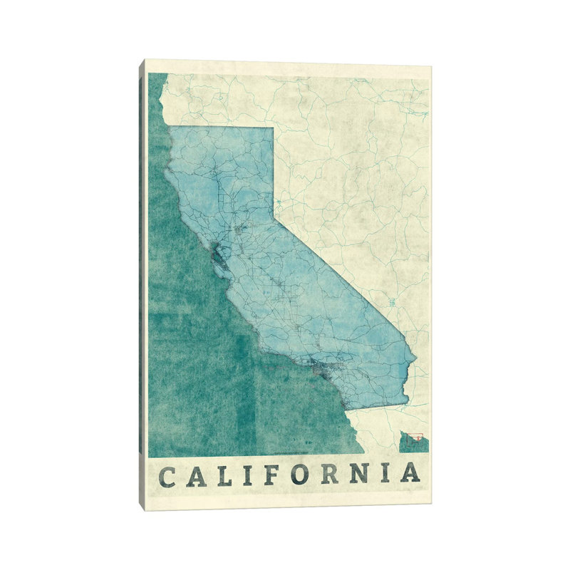 California Map by Hubert Roguski - Wrapped Canvas Print, 30.48 cm H x 45.72 cm W
