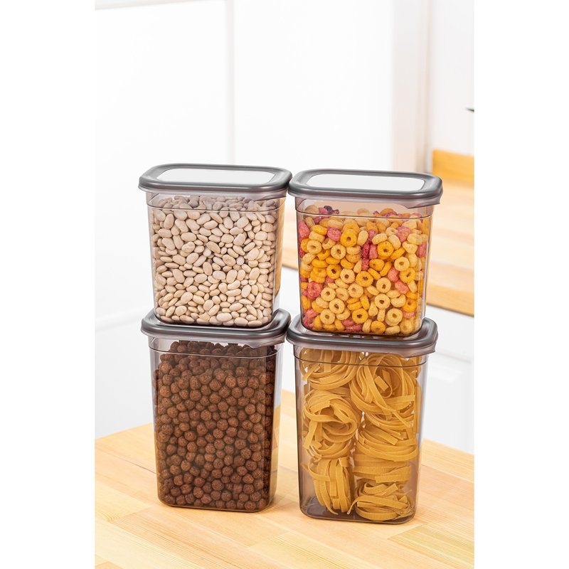 Durable Plastic Storage Box Set (4 Pieces), Anthracite Color | 2 Boxes: 5.5 x 5.5 x 3.9 Inches (39.0 fl oz), 2 Boxes: 4.1 x 4.1 x 3.5 Inches (50.7 fl oz) | BPA Free, Dishwasher Safe, Ideal for Organizing Home & Office