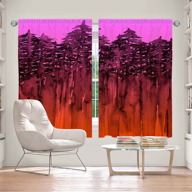 Room Darkening Curtain Pair, 56" W x 78" L, Neon Orange/Pink