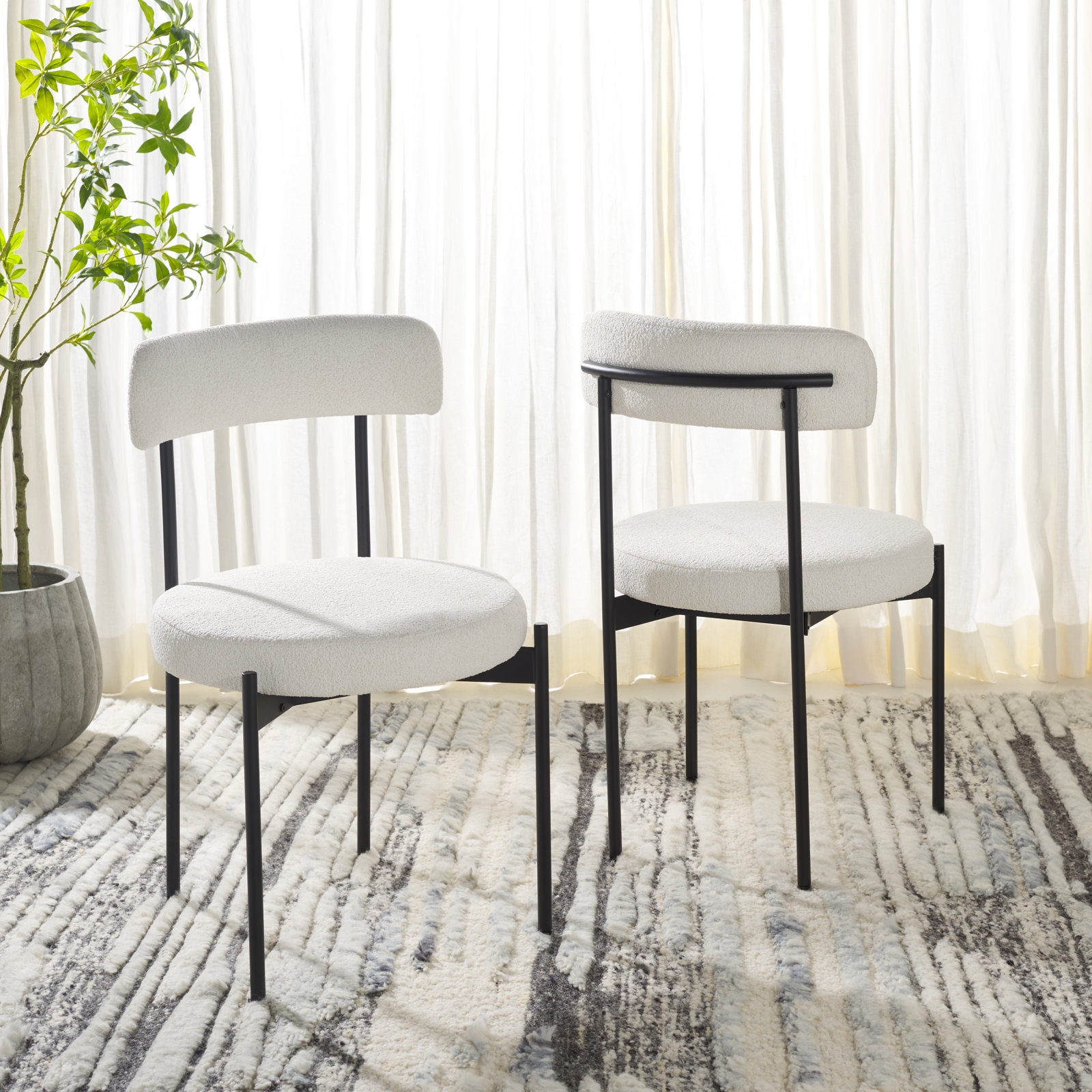 Liana Boucle Dining Chair, White