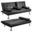 Futon Sofa Bed, Modern Faux Leather Convertible Folding Lounge Sofa For Living Room With 2 Cup Holders Removable Soft Armrests And Sturdy Metal Legs, Charming .