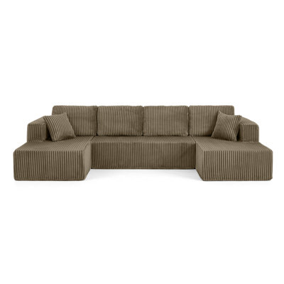 Boneless Brown Modular Sectionals, Corduroy Comfy Extendable Couch For Living Room