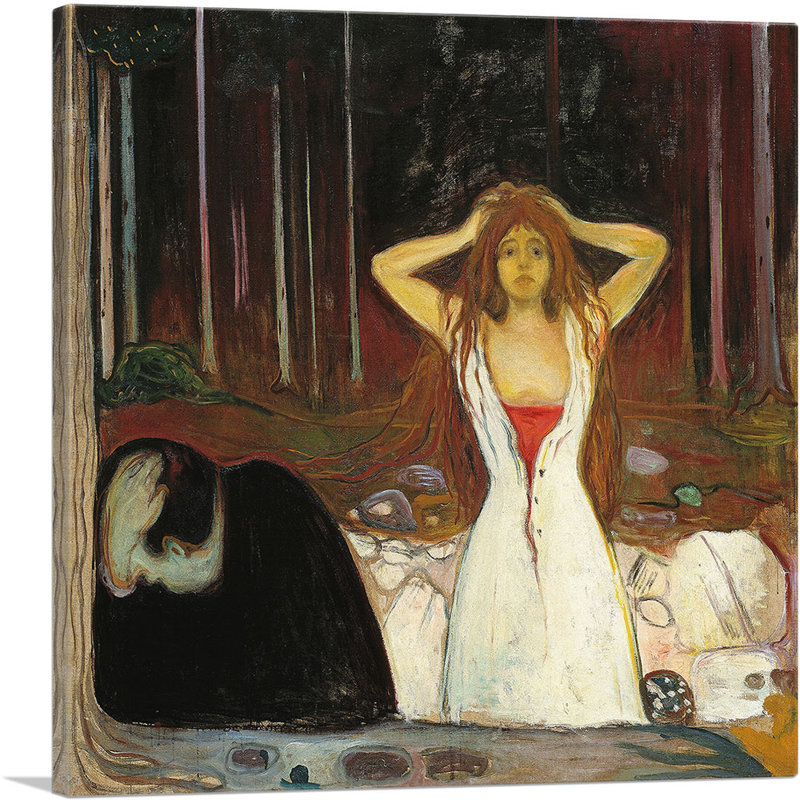 "Cendres 1894" par Edvard Munch - reproduction d'art sur toile tendue, H 26 po x l 26 po x P 0,75 po