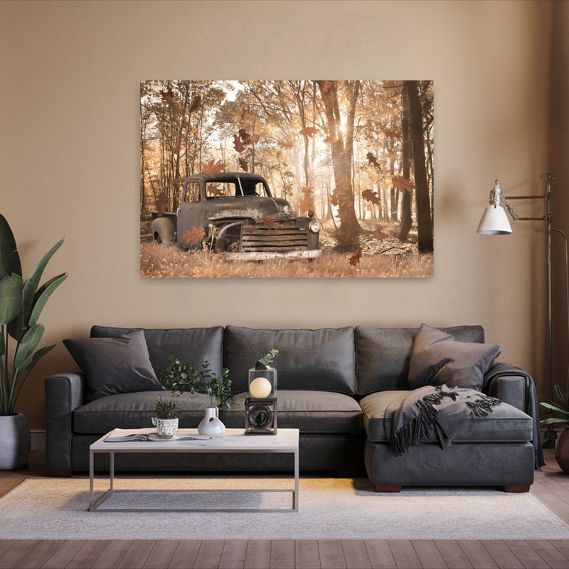 «Leaves are Falling», art abstrait de paysage de forêt, 60" H x 40" W