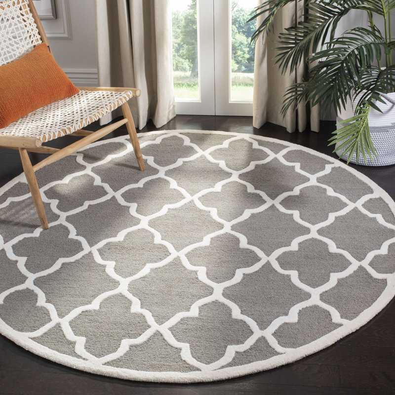 Cannen Hand Tufted Wool Geometric Rug, Round 6'
