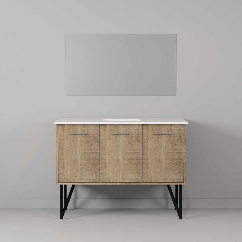 Lancy 48 in W x 20 in D Bath Vanity, Top and Mirror, White Cultured Marble