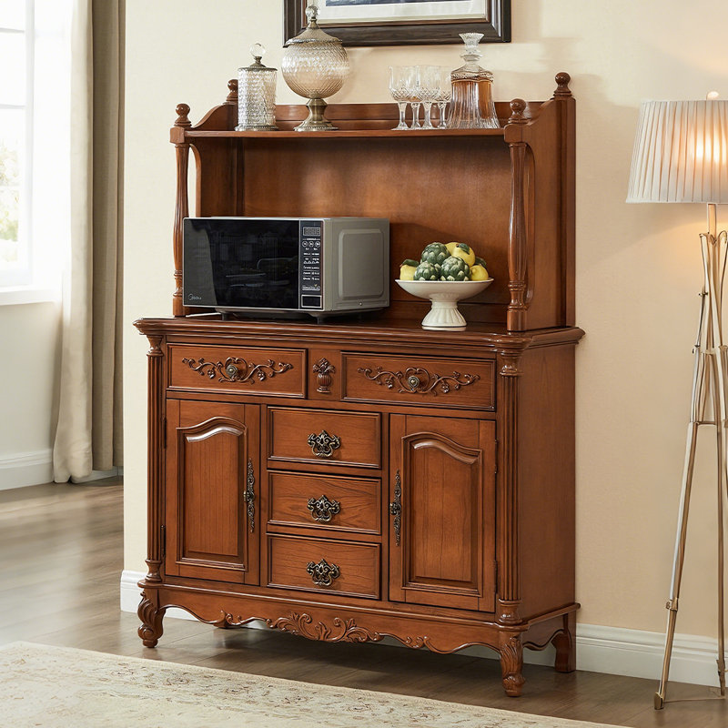 Armoire latérale 55,12 po style américain en bois massif brun, H 61,81 po x l 55,12 po x P 15,75 po