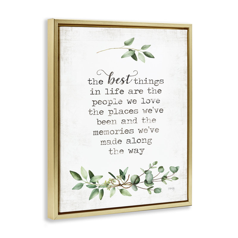 «Best Things in Life Sentiment», art mural encadré sur toile flottante par Marla Rae rwp-186, H 21 po x l 17 po