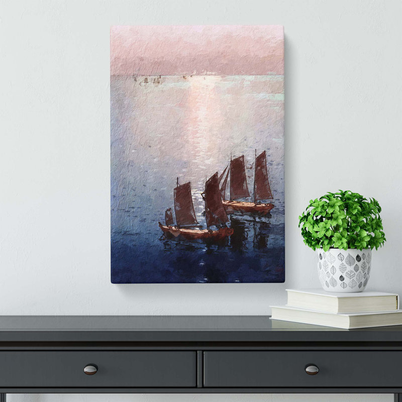 Sailing Boats on the Sparking Sea by Hiroshi Yoshida - Wrapped Canvas, 76.2 cm H x 50.8 cm W