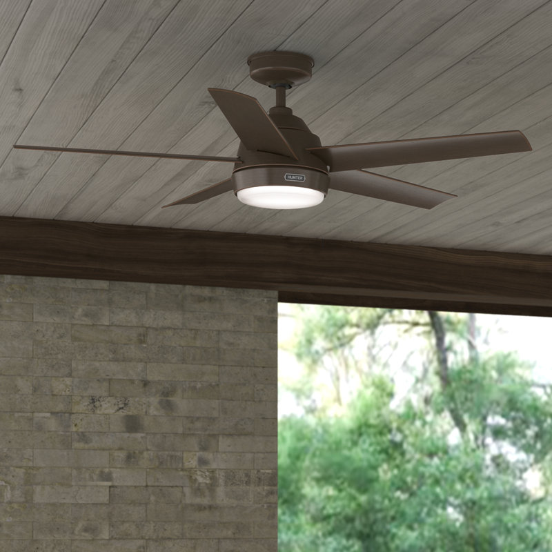 Kennicott 52" 6 - Blade Modern Outdoor / Indoor Ceiling Fan with Wall Control, Matte Bronze