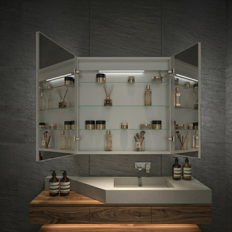 Armoire à pharmacie 30x30 à DEL avec tablettes réglables, encastrée / à fixation en surface