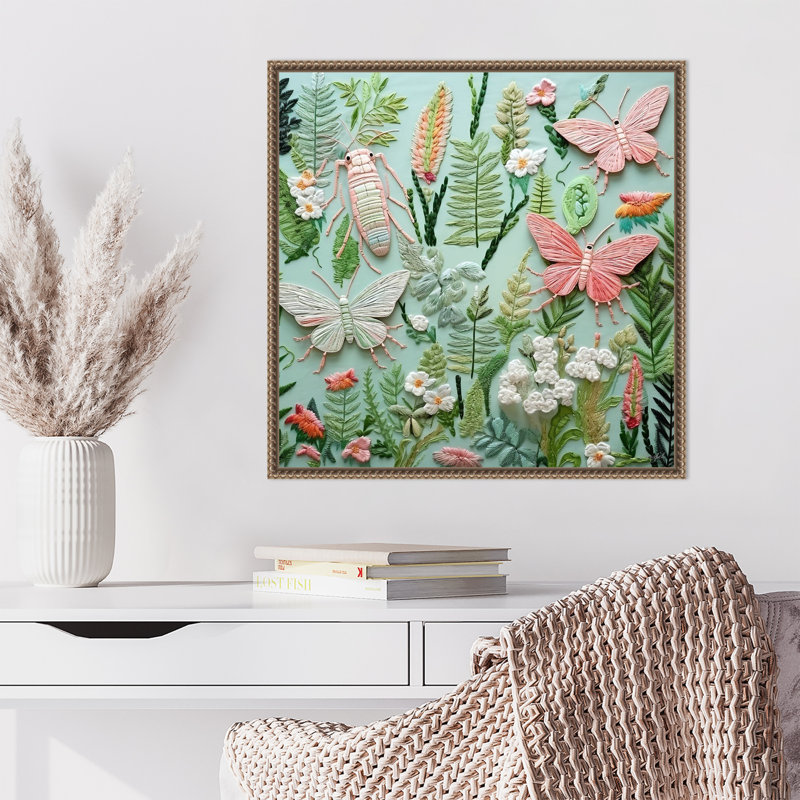«Butterflies Patch» par Roozbeh, reproduction d'art sur toile encadrée, H 22 po x l 22 po