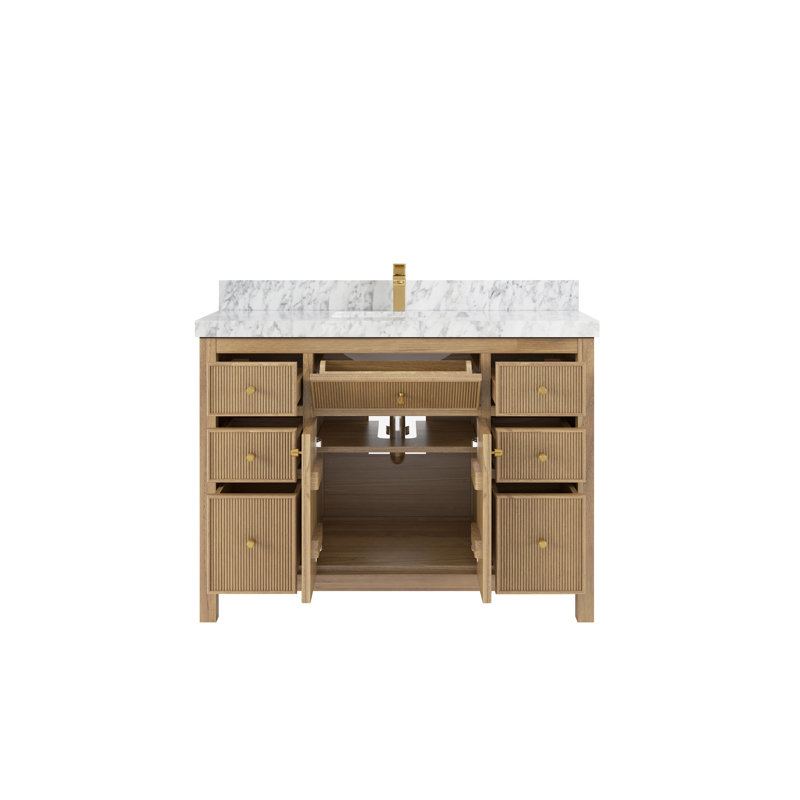 Ensemble de meuble-lavabo simple 48 po, Marbre de Carrare