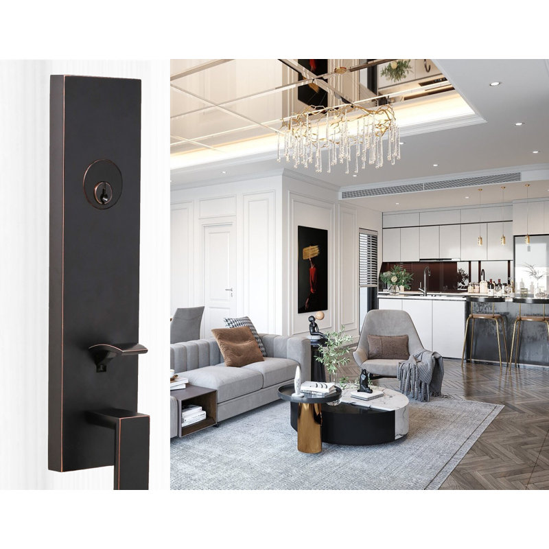Ensemble de poignées avec porte transitionnelle Mesa, Bronze frotté à l'huile