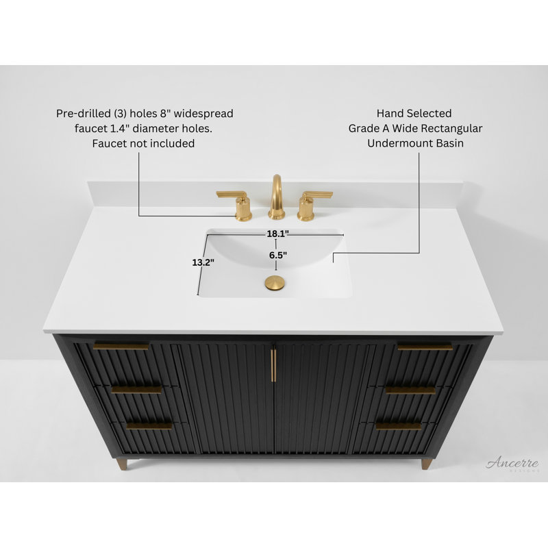 Turlington 48" Freestanding Standard Single Bathroom Vanity with Top, Black Oak