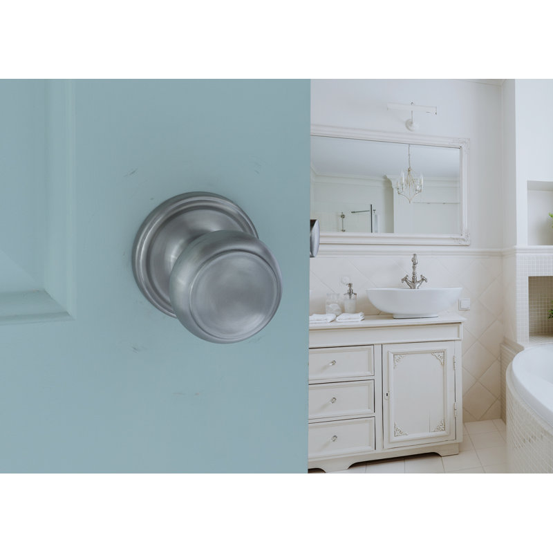 Bouton de porte colonial avec rosette ronde Colonial, Acier inoxydable satiné