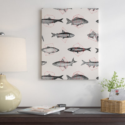 «Fishes In Geometrics», impression sur toile tendue