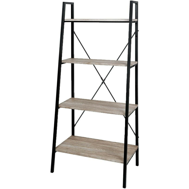 Babs 148cm H x 60cm W Steel Ladder Bookcase, Natural