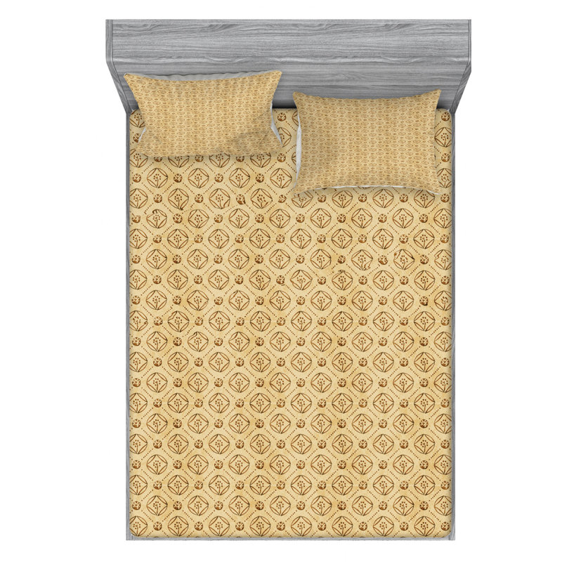Microfiber Geometric Sheet Set, Queen Sheet Set with Fitted Sheet