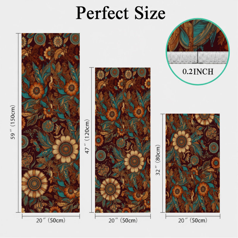 Tapis de cuisine antidérapants à motif floral