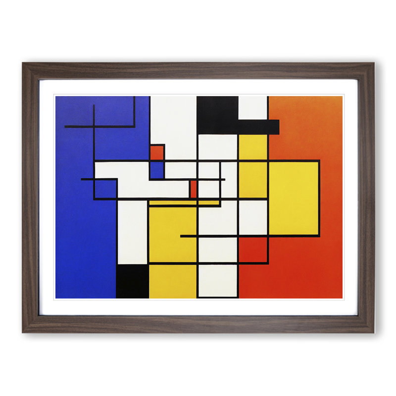 Abstract Cubism Art Vol.1 - Framed Print, 34cm H x 46cm W x 2cm D, Walnut