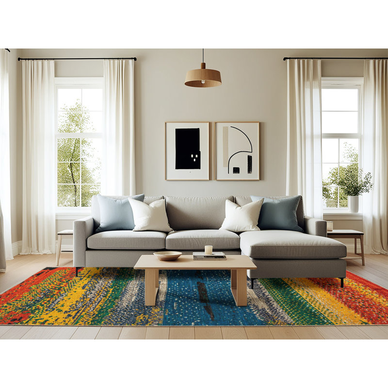 Monyca Abstract Indoor Rug, Rectangle 6' x 9'